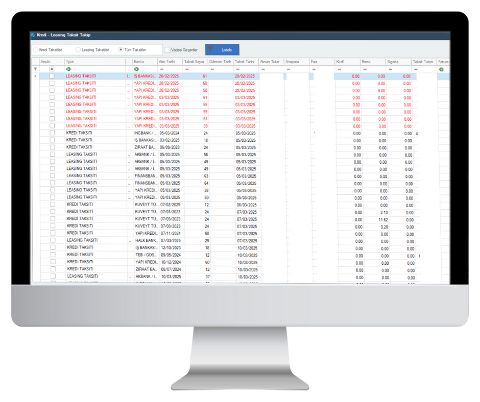 izRP ERP Çek, Kredi ve Leasing Takip Sistemi