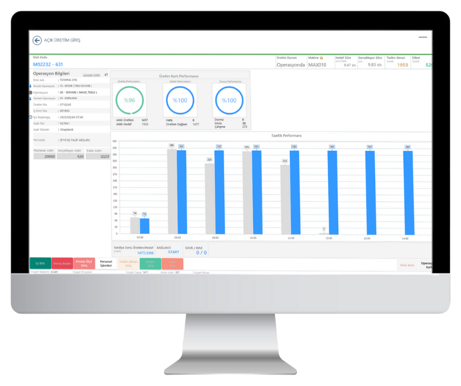 izRP ERP Operatör Kontrol Yazılımı Modülü